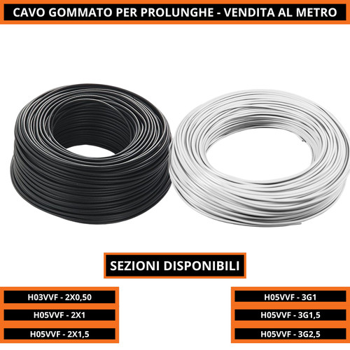 Cavo gommato bianco - cavo, bianco-nero
